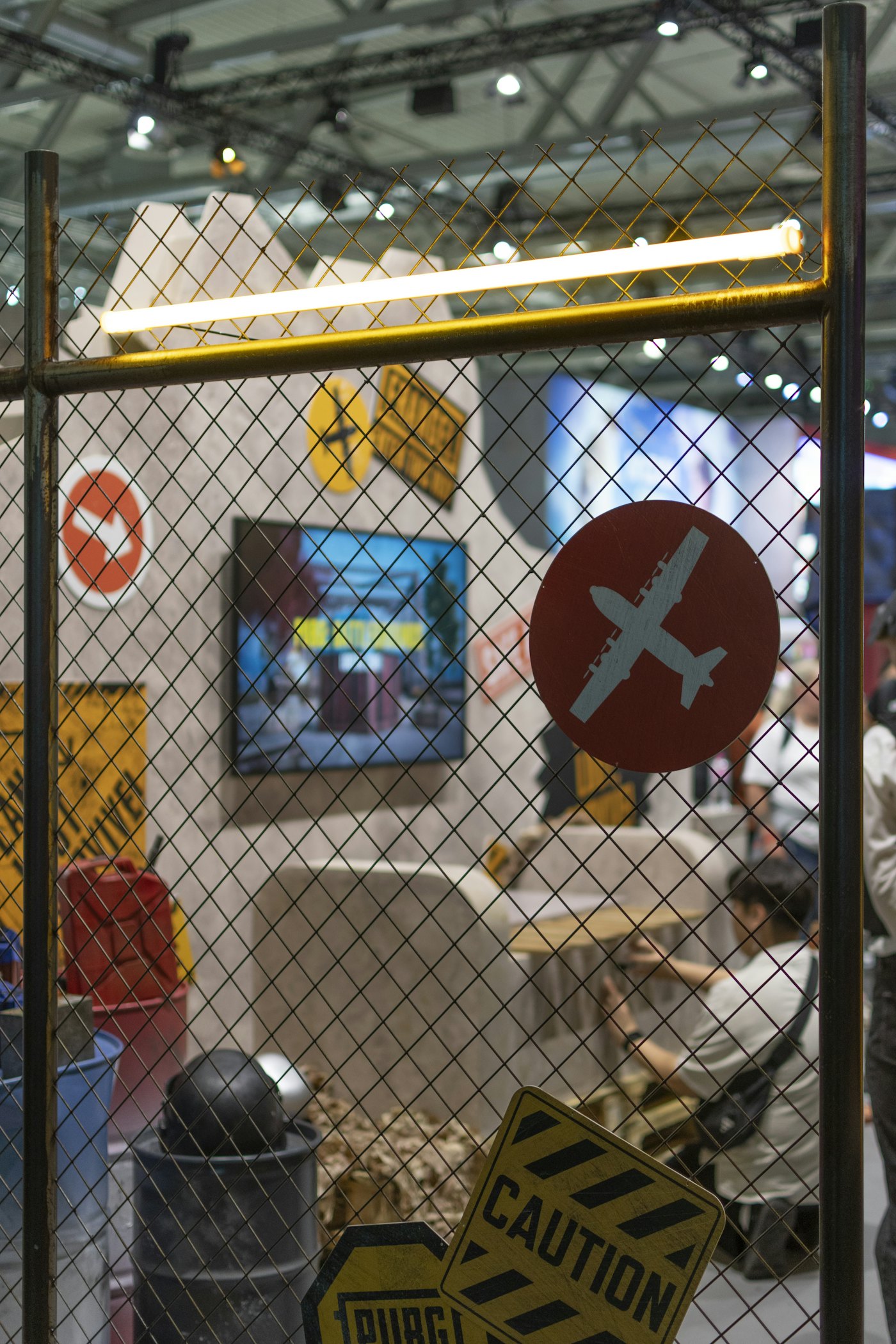 Brightly branded gaming stand at an expo